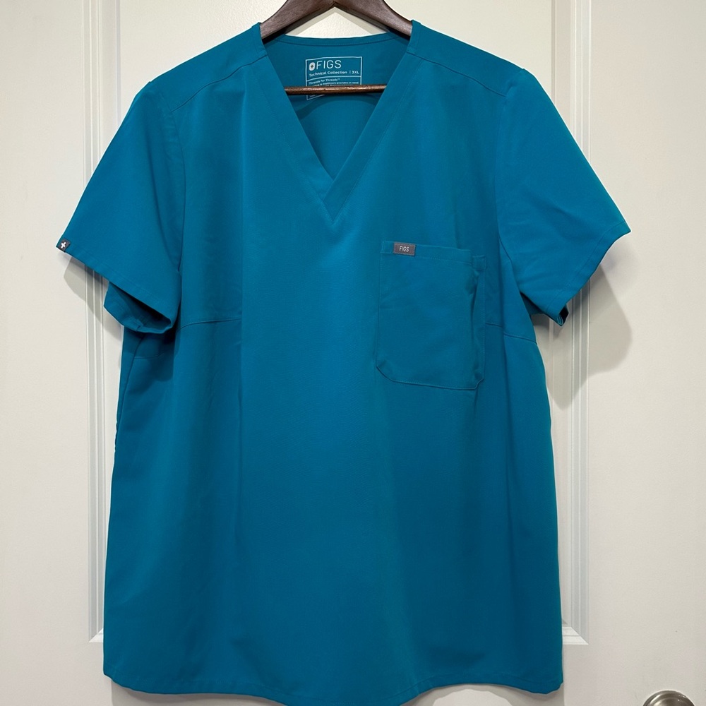 Figs Catarina Teal One Pocket Scrub Top